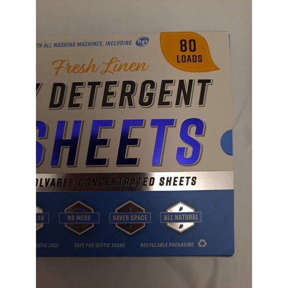 Laundry Detergent Sheets Eco Washing 80 Loads Fresh Linen HE Washer Hot/Cold - Picture 3 of 8